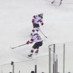 Conor Sheary scores a goal against the New Jersey Devils