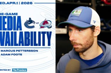 Marcus Pettersson & Adam Foote Pre-Game Media | Canucks at Avalanche (Apr 1, 2026)