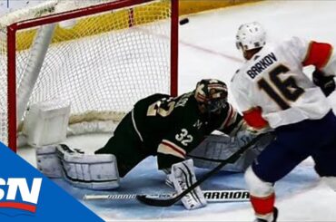 Barkov Chips A Cheeky Little Shot Over Stalock's Shoulder