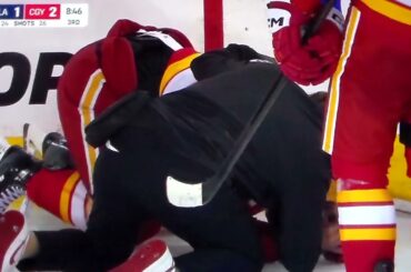 NHL Hockey - Panthers' A.J. Greer hits Flames' Connor Zary from behind, receives game misconduct