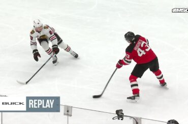 Connor Brown scores a powerplay goal against the Chicago Blackhawks