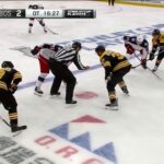 Brad Marchand breaks Cam Atkinson's stick with skate stomp