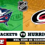 🔴LIVE : Columbus Blue Jackets Vs Carolina Hurricanes | NHL 2026 | NHL Live SCOREBOARD