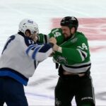 Jamie Benn Fights Adam Lowry After Neal Pionk Questionable Hit Against Jason Robertson