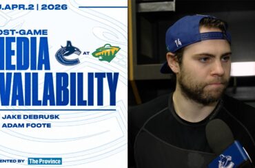Jake DeBrusk & Adam Foote Post-Game Media | Canucks at Wild (Apr 2, 2026)