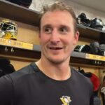 Penguins locker room: Stuart Skinner and the boys enjoyed the win