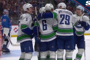 Brock Boeser records Seventh Career Hat Trick