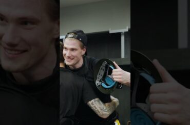 Elmer Soderblom Gets the Postgame Helmet 👏 #nhl #penguins