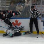 Logan Stanley Big Hit Against Shane Wright