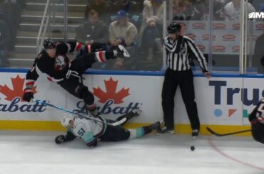 Logan Stanley Big Hit Against Shane Wright