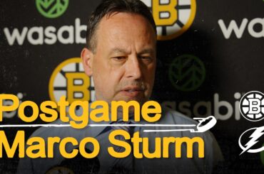 Marco Sturm talks after the B's fall 3-1 @ TBL