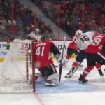 Dadonov scores after puck miraculously goes through defender's skate