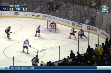 Alex Pietrangelo wrist shot goal 6-2 Columbus Blue Jackets vs St. Louis Blues 1/4/14 NHL Hockey