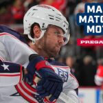 Adam Fantilli, Boone Jenner and Head Coach Rick Bowness | Pregame Media