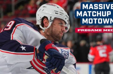 Adam Fantilli, Boone Jenner and Head Coach Rick Bowness | Pregame Media