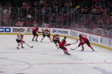 Nick Seeler scores a goal against the New Jersey Devils