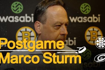 Marco Sturm talks after B’s fall 6-5 in OT @ CAR