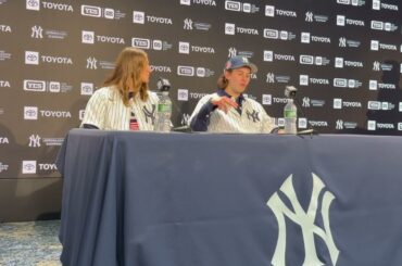 Jack Hughes and Aerin Frankel, Post first-pitch Press Conference!