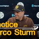 Sturm speaks with the media on Thurs at Warrior Ice Arena
