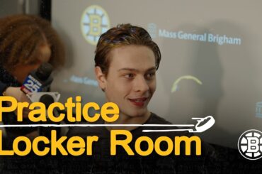 Hagens speaks after first skate with the Bruins at Warrior Ice Arena
