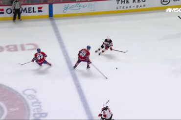 Connor Brown scores a goal against the Montréal Canadiens