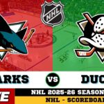 🔴LIVE : San Jose Sharks Vs Anaheim Ducks | NHL 2026 | NHL Live SCOREBOARD