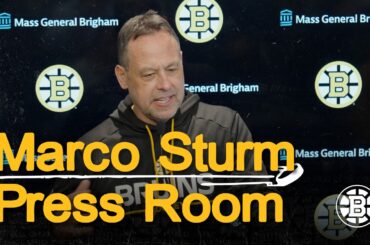 Marco Sturm talks after practice on Friday afternoon