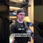Utah Mammoth Captain Clayton Keller reacts to clinching a playoff spot