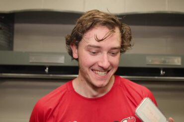 Glass, Brown, Markstrom and Keefe after 3-0 win in Montreal