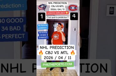 Hockey prediction NHL PREDICTION 2026/04/11 Blue Jackets Columbus VS Montréal Canadiens #nhl #lnh