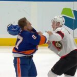 Brady Tkachuk Drops 🥊 Gloves 🥊 With Anders Lee