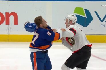 Brady Tkachuk Drops 🥊 Gloves 🥊 With Anders Lee