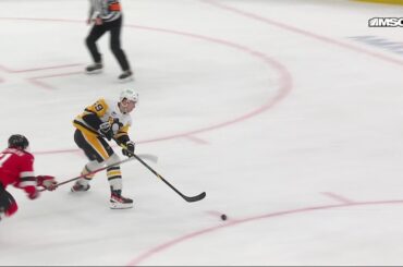 Yegor Chinakhov scores a goal against the New Jersey Devils