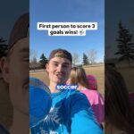 First person to score 3 GOALS wins ⚽️ #soccer #soccerchallenge #fifa #race