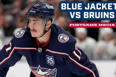 Zach Werenski, Mason Marchment, Adam Fantilli and Head Coach Rick Bowness | Postgame Media