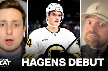 LIVE: Reacting to James Hagens Bruins Debut | Bruins Beat