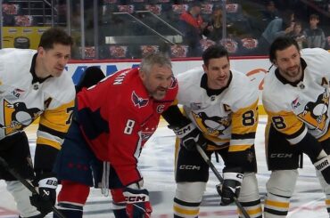 Ovechkin pregame pictures with Crosby, Malkin & Letang