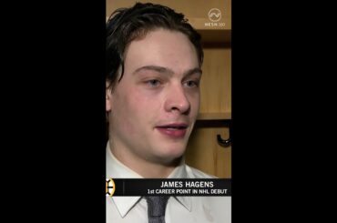 James Hagens on First NHL Point in Bruins Debut