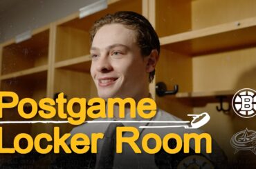 James Hagens & Sean Kuraly speak to the media after the Bruins 3-2 win over the Blue Jackets.