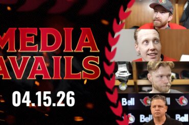 Lassi Thomson, Cameron Crotty, Nikolas Matinpalo, Travis Green Pregame Media vs TOR