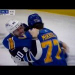 NHL hockey fight - Pierre-Luc Dubois(Jets) vs. Niko Mikkola(Blues)