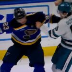 NHL Hockey fight - Logan Mailloux(Blues)vs. Zack Ostapchuk(Sharks)