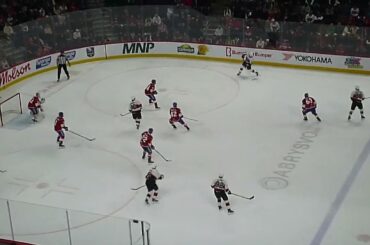 Arthur Kaliyev of Belleville Senators scores with 47 seconds left to tie the game vs. Laval Rocket