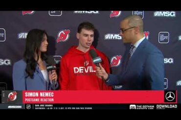 SIMON NEMEC SAYS THE HARD TRUTH POST GAME AFTER HIS 3RD OT WINNER THIS SEASON #NJDevils