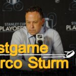 Sturm speaks with the media following 4-3 L at BUF