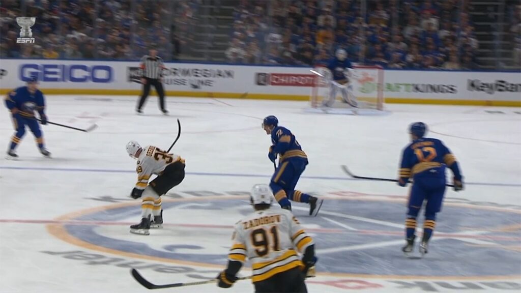 Morgan Geekie Gets a Bounce From Center Ice