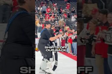 The ultimate thank you to the best fans in the league. #shorts #njdevils #jerseys #shirtsoffourback