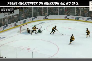 Can you believe a Peeke crosscheck to Eriksson Ek behind the play went uncalled? - Tough Call Review