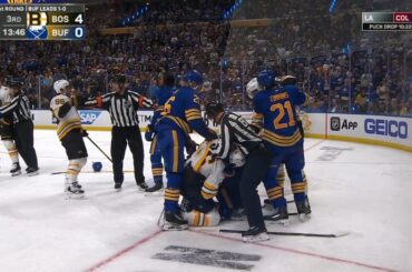 Buffalo Sabres vs Boston Bruins 3rd Period Scrum, Misconducts Handed Out