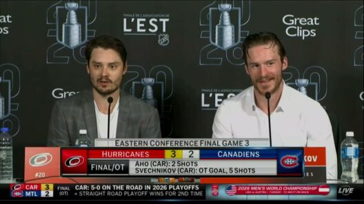 Sebastian Aho and Andrei Svechnikov speak following Hurricanes' Game 3 win
